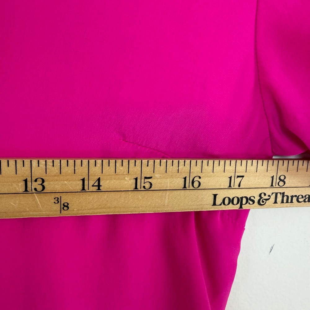 Amanda Uprichard 100% Silk Blouse Hot Pink V-Neck Barbiecore Dopamine Dressing S - Picture 11 of 12